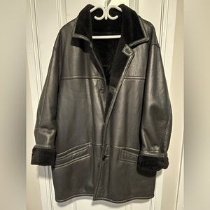 Vintage ‘Sawyer of Napa’ Mens Black Leather Shearling Jacket